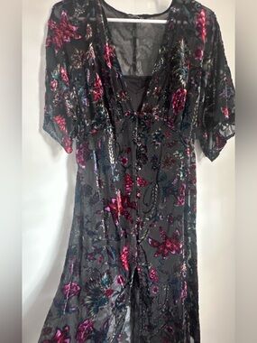 Stradivarius Sheer Floral Midi Dress